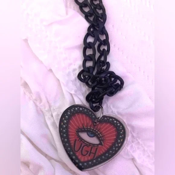 UGH Eyeroll Sarcasm Whatever 90s Eye Providence Ra Sun Rays Kawaii Punk Necklace - Picture 7 of 9